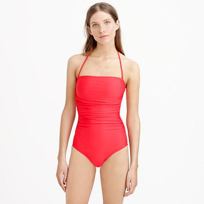 J.Crew DD-cup ruched bandeau one-piece swimsuit