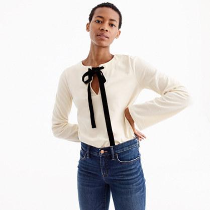 J.Crew Velvet tie-front top