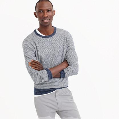 J.Crew Cotton-linen crewneck sweater in navy stripe