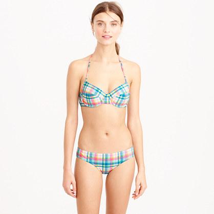 J.Crew Underwire halter bikini top in vintage plaid