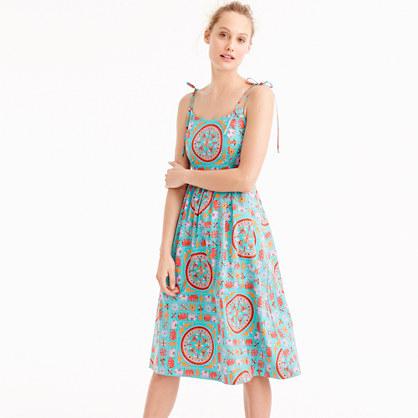 J.Crew Drake's&reg; for J.Crew tie-shoulder dress in tiled elephant print