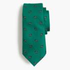 J.Crew Paul Feig for J.Crew silk tie in emerald with embroidered terriers