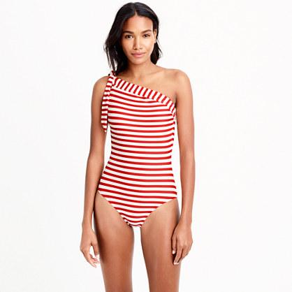 J.Crew Long torso one-shoulder one-piece swimsuit in classic stripe