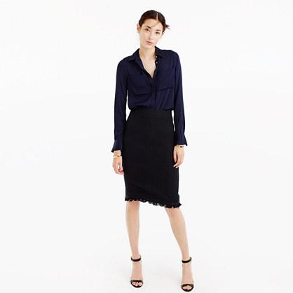 J.Crew Textured tweed pencil skirt with fringe