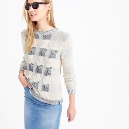J.Crew Cotton cable sweater in marled stripe