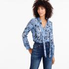 J.Crew Collection ruffle tie-neck top in Ratti&reg; mountain lake monkey print