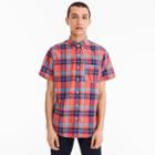 J.Crew Short-sleeve Indian madras shirt in coral plaid