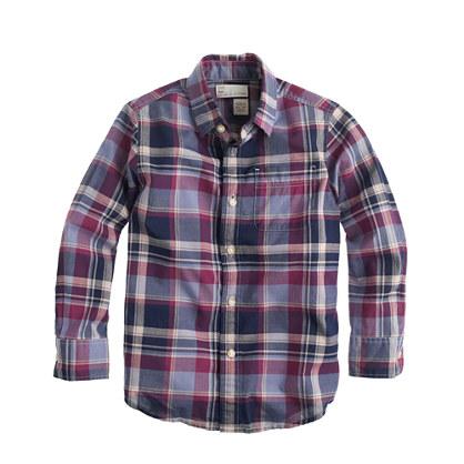 J.Crew Boys' Indian cotton shirt in cobalt plaid
