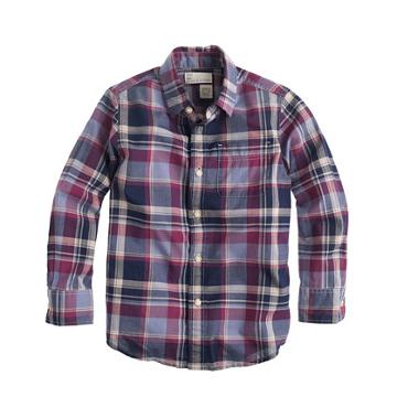 J.Crew Boys' Indian cotton shirt in cobalt plaid