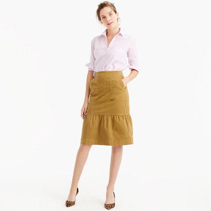 J.Crew Garment-dyed chino ruffle skirt