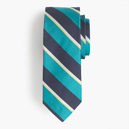 J.Crew English silk tie in green stripe