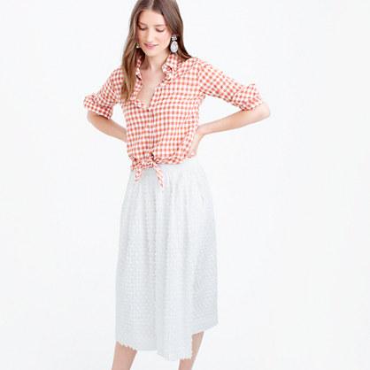 J.Crew Petite midi skirt in cotton clip-dot