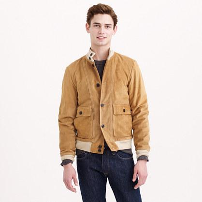 J.Crew Buttoned suede bomber jacket