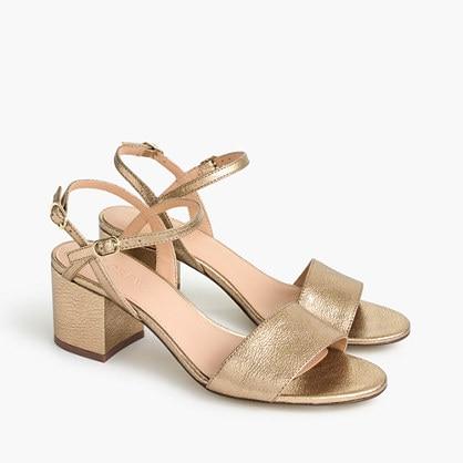 J.Crew Strappy block-heel sandals in metallic gold