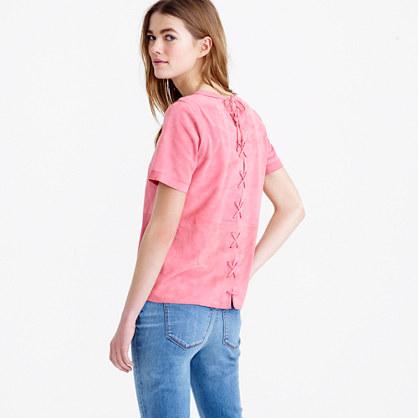 J.Crew Collection lace-up back suede top