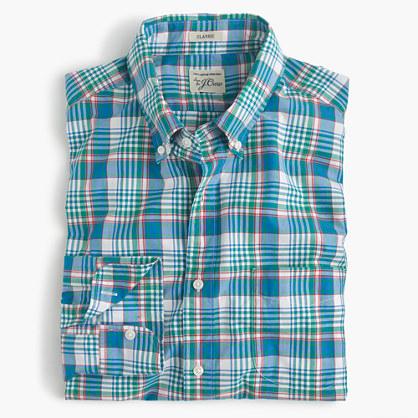 J.Crew Secret Wash shirt in light blue plaid