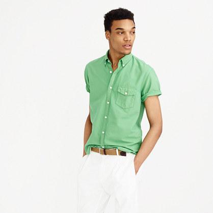 J.Crew Short-sleeve garment-dyed lightweight oxford shirt
