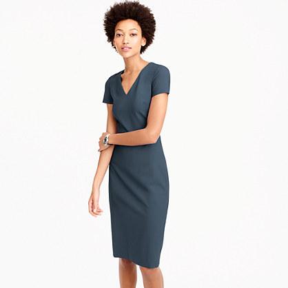 J.Crew Tall cap-sleeve V-neck dress in Italian stretch wool