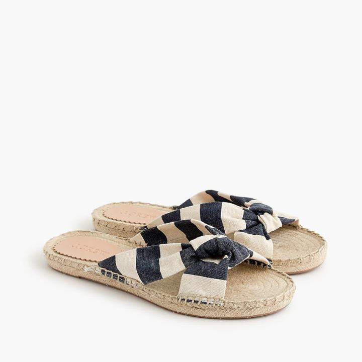 J.Crew Knotted espadrille slides in stripe