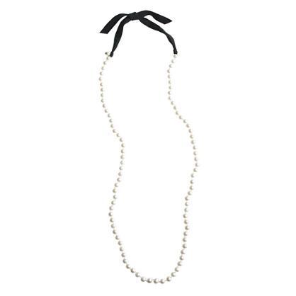 J.Crew Ribbon-tied long pearl necklace