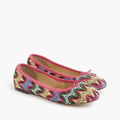 J.Crew Evie ballet flats in zigzag raffia