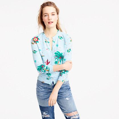 J.Crew Cotton Jackie cardigan sweater in Florida print