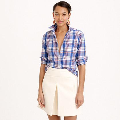 J.Crew Textured cotton shirt in orange plaid