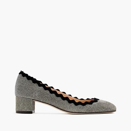 J.Crew Glitter scalloped heels