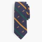 J.Crew Silk tie in stripe with embroidered owls
