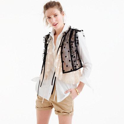 J.Crew Collection polka-dot tulle vest with ruffle trim