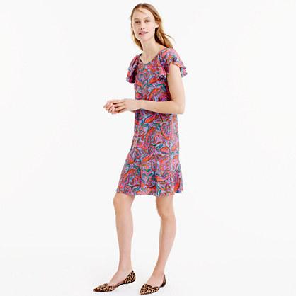 J.Crew Petite ruffled dress in vibrant paisley