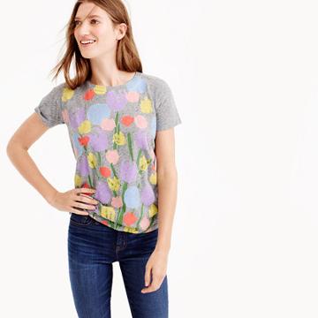 J.Crew Michael De Feo&trade; for J.Crew painted tulips T-shirt