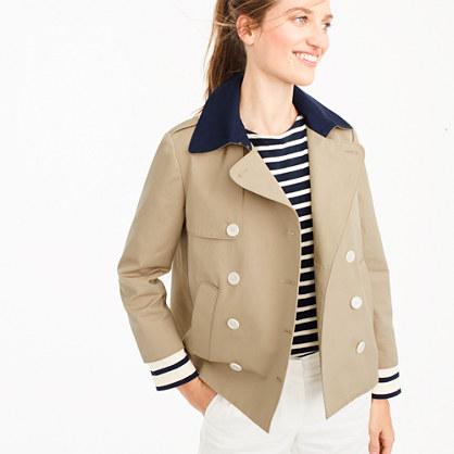 J.Crew Cropped trench coat with detachable striped cuffs
