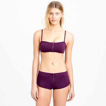 J.Crew Italian matte zipper bandeau bikini top