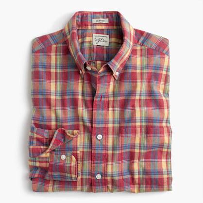 J.Crew Slim Secret Wash shirt in heather poplin red-and-yellow plaid