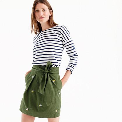 J.Crew Floral embroidered tie-waist skirt
