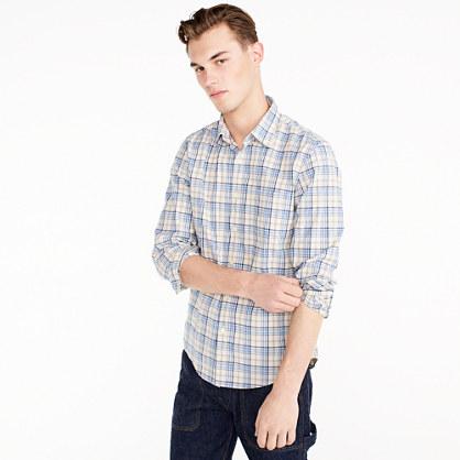 J.Crew Stretch Secret Wash shirt in blue and grey plaid