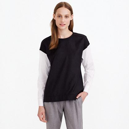 J.Crew Collection wool flannel top with Thomas Mason® sleeves