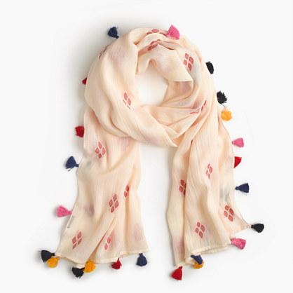 J.Crew Diamond jacquard scarf with tassels