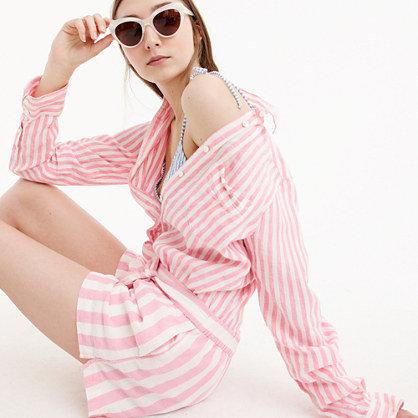 J.Crew Linen short with side tie in stripe