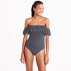 J.Crew Off-the-shoulder one-piece ruffle swimsuit in polka dot