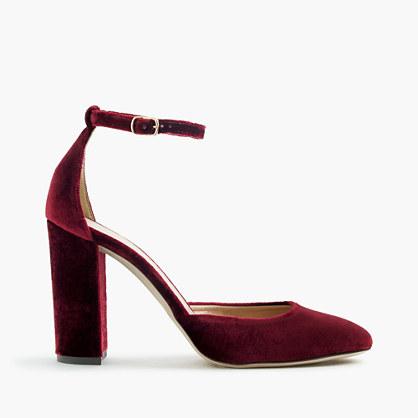 J.Crew Lena ankle-strap pumps in velvet