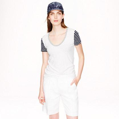J.Crew Vintage cotton stripe-sleeve scoopneck tee