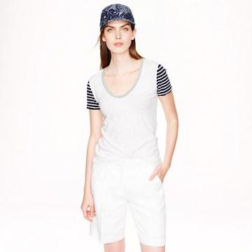 J.Crew Vintage cotton stripe-sleeve scoopneck tee