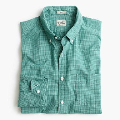 J.Crew Secret Wash shirt in green micro gingham