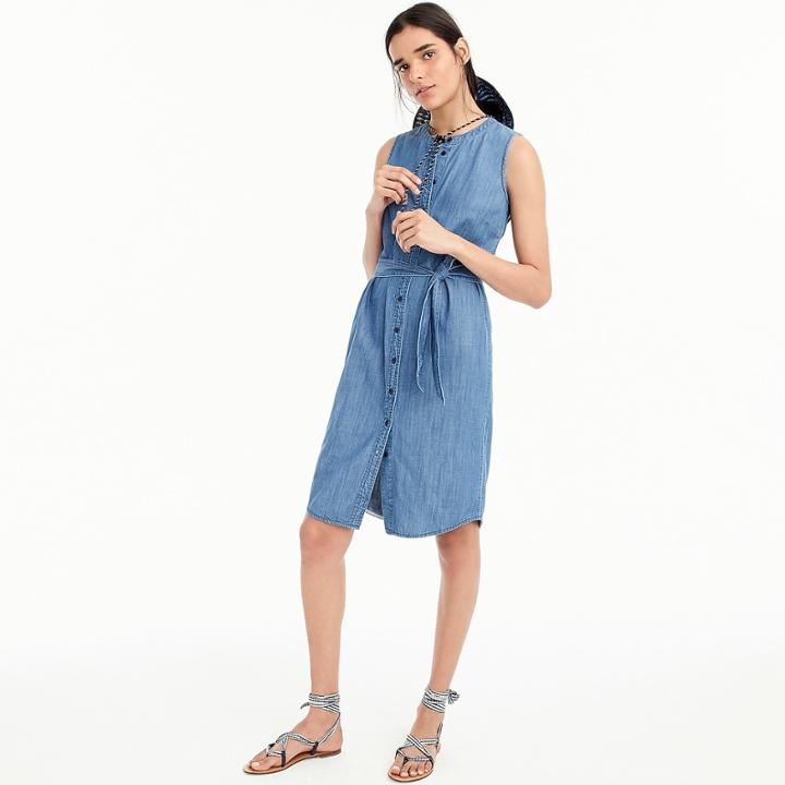 J.Crew Sleeveless shirtdress in chambray