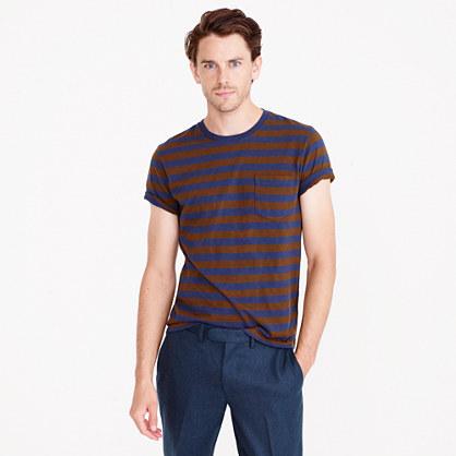 J.Crew Slub cotton T-shirt in blue and brown stripe