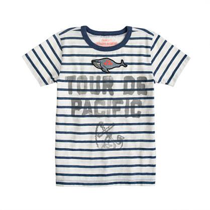 J.Crew Boys' nautical stripe whale patch tee
