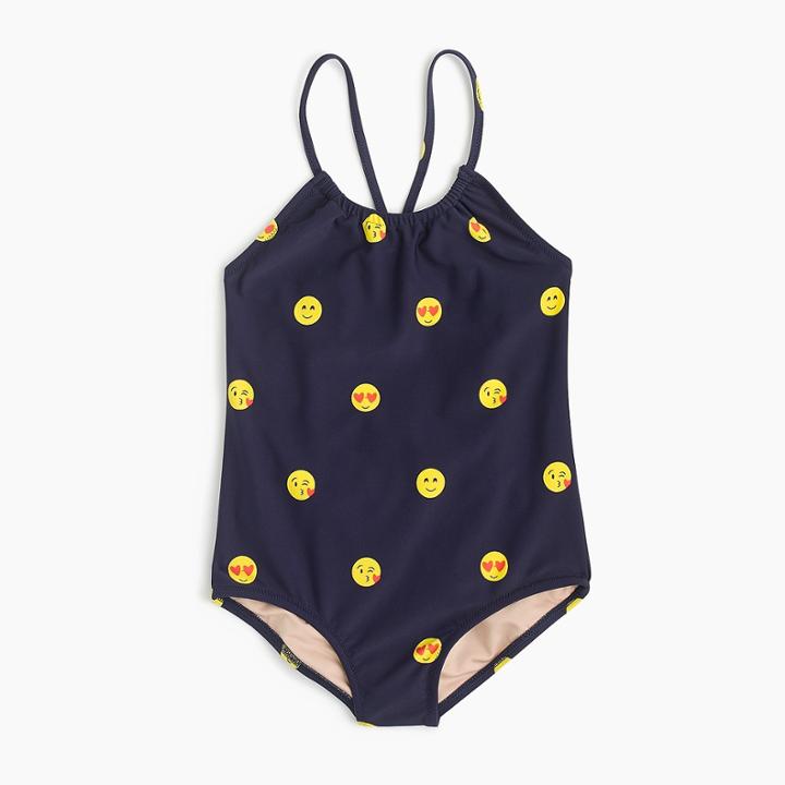 J.Crew Girls' one-piece swimsuit in emojis