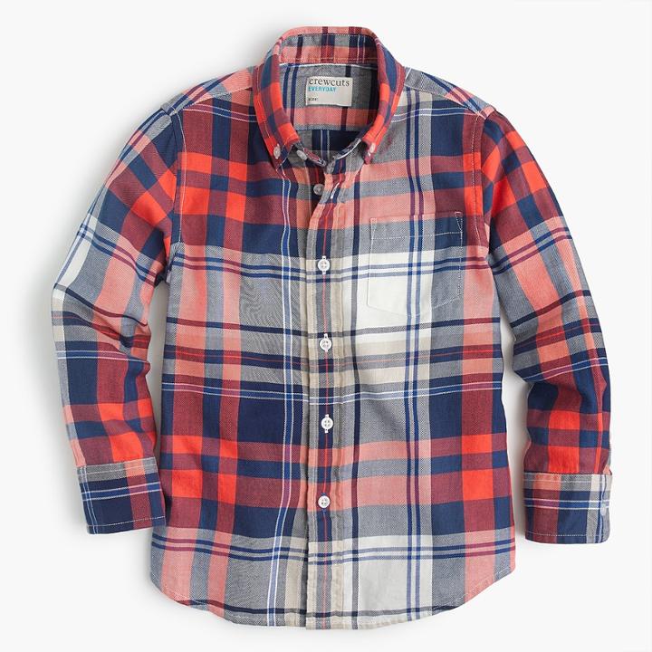J.Crew Kids' lightweight flannel shirt in poppy plaid